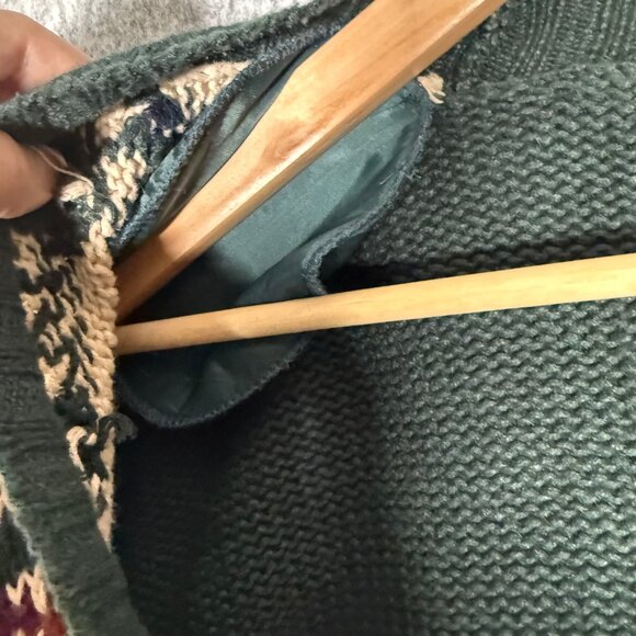 Vintage Paul Harris Aztec Print Cardigan Sweater Men's Green 90s Grandpa L - Picture 9 of 12